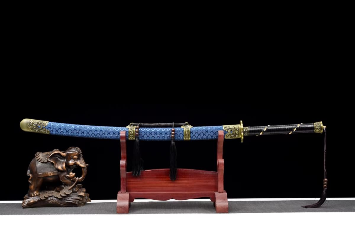 Qin Dao Sword Real(Forged High Carbon Steel Blades,Blue Scabbard) Battle Ready,Chinese Sword