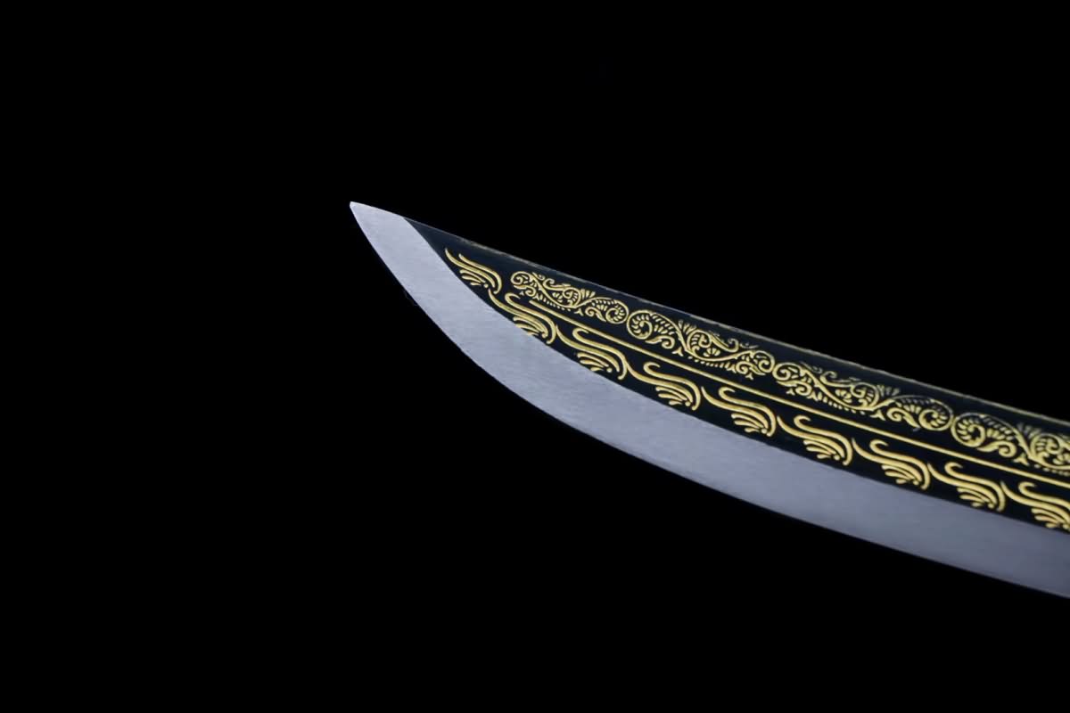 Qin dao saber(Forged High carbon steel etch blade, Leather wooden scabbard)Battle ready,Chinese sword