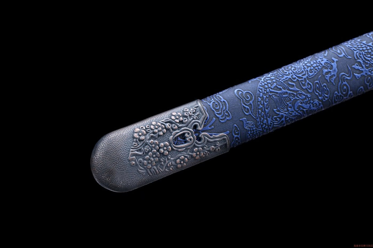 Qing dao swords,High carbon steel black blade,Blue Pu scabbard - Chinese Sword store