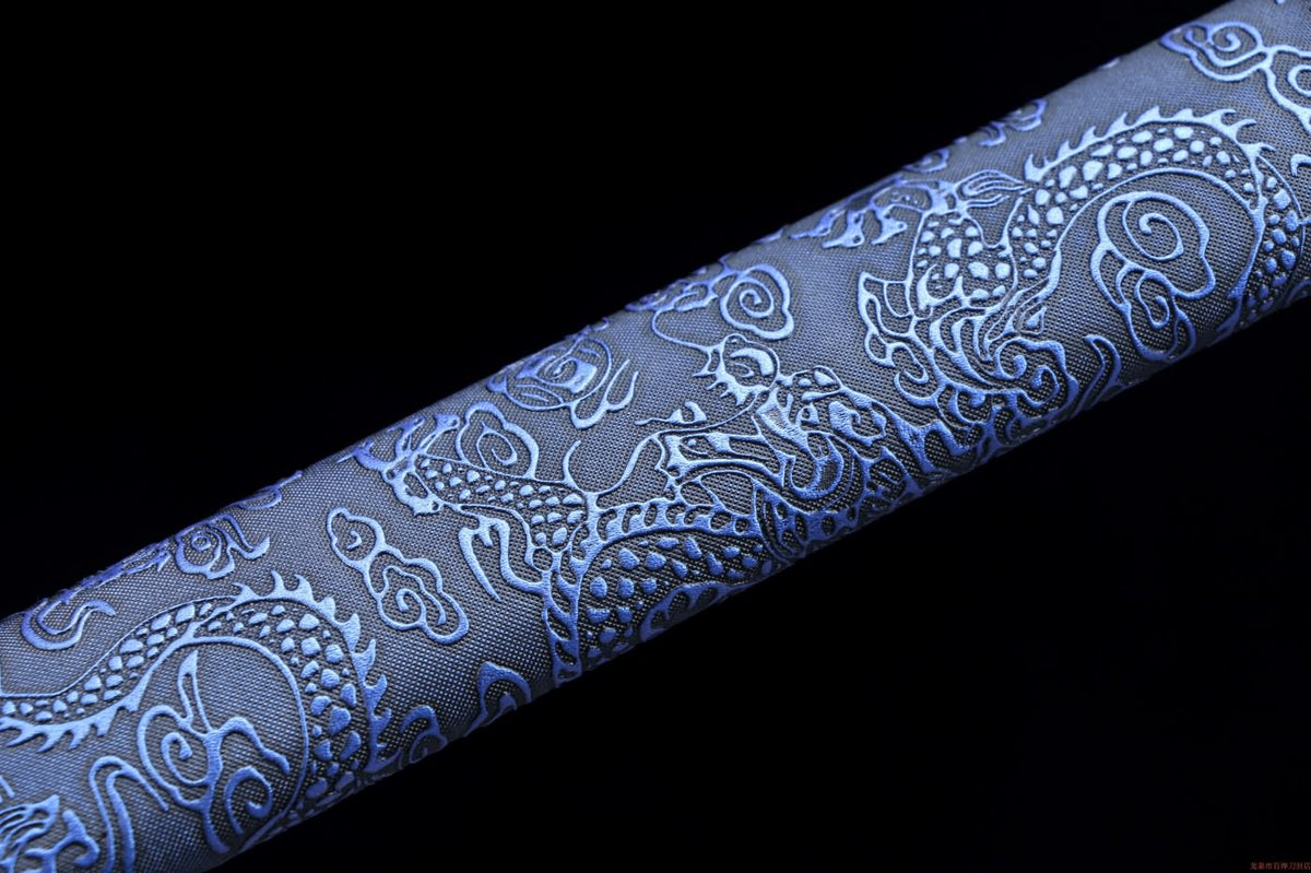 Qing dao swords,High carbon steel black blade,Blue Pu scabbard - Chinese Sword store