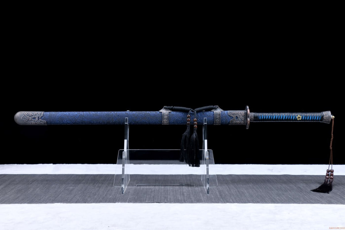 Qing dao swords,High carbon steel black blade,Blue Pu scabbard - Chinese Sword store