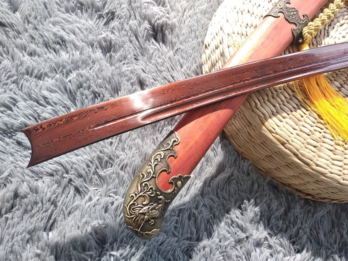 Broadsword,Handmade Damascus steel blade,Redwood - Chinese sword shop