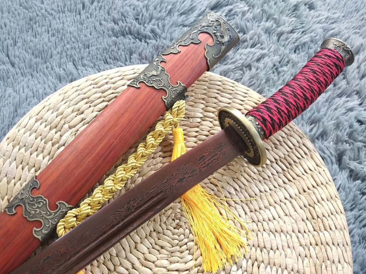 Broadsword,Handmade Damascus steel blade,Redwood - Chinese sword shop