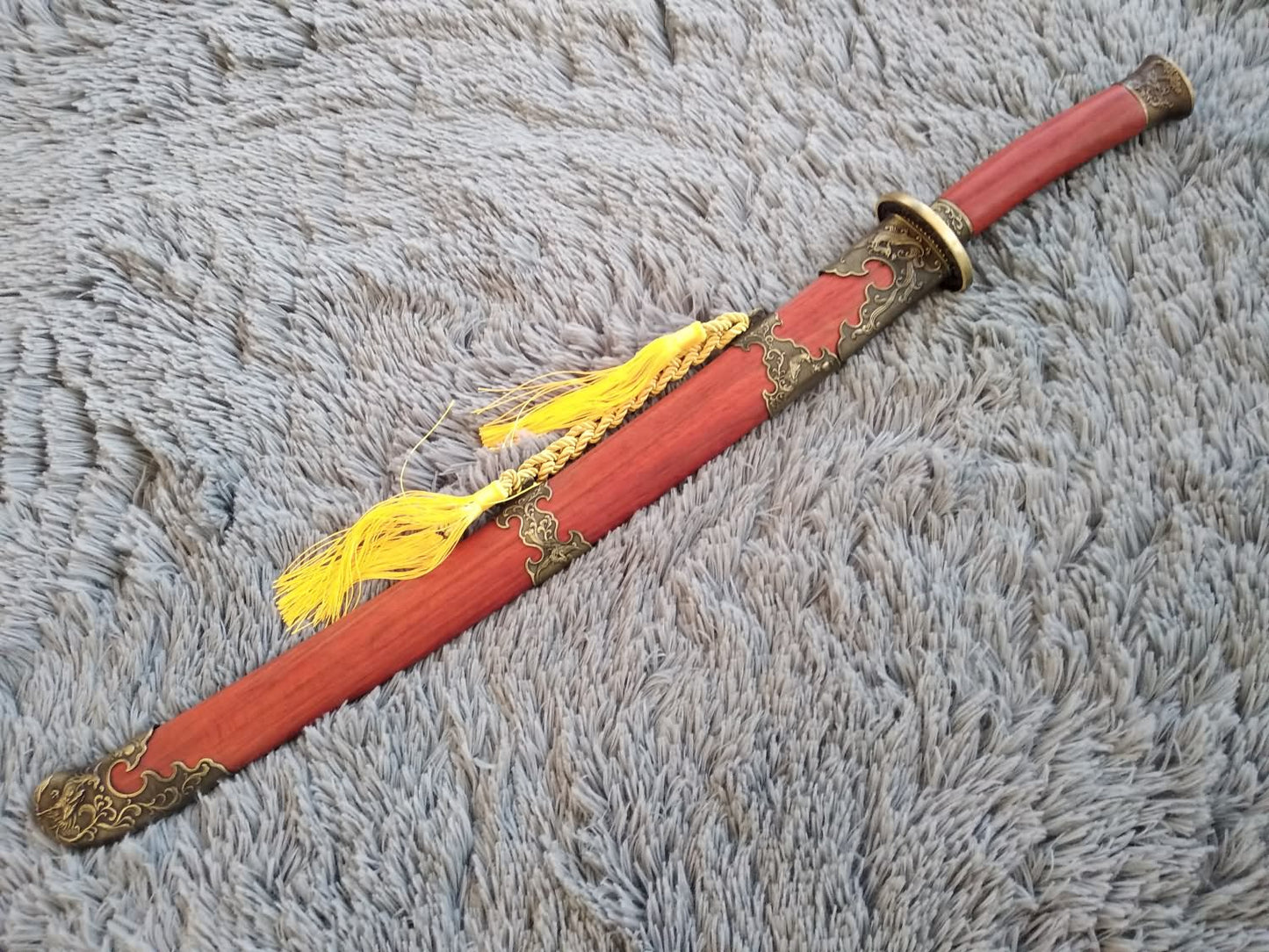 Qing sword,Handmade Damascus steel blade,Redwood,Alloy - Chinese sword shop