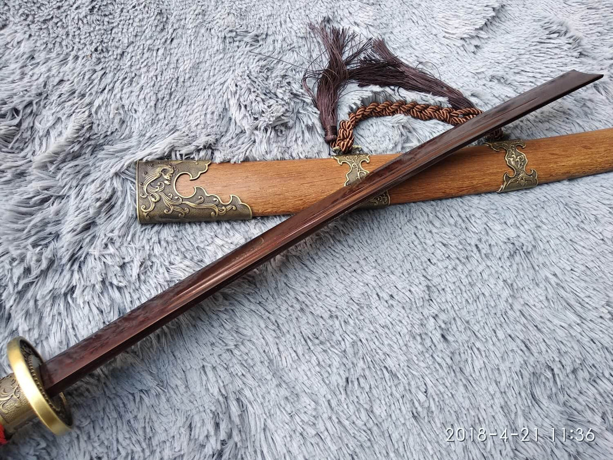Broadsword,Damascus steel red blade,Rosewood,Alloy - Chinese sword shop