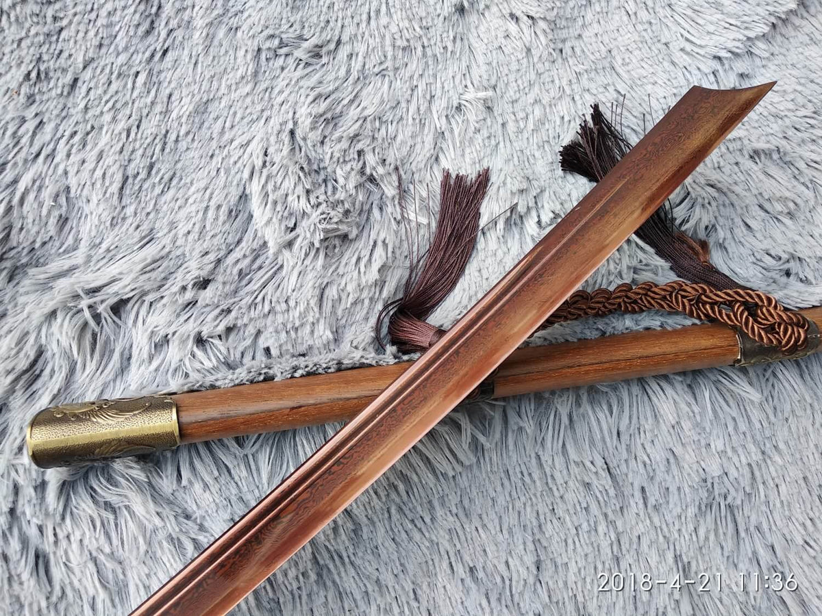 Broadsword,Damascus steel red blade,Rosewood,Alloy - Chinese sword shop