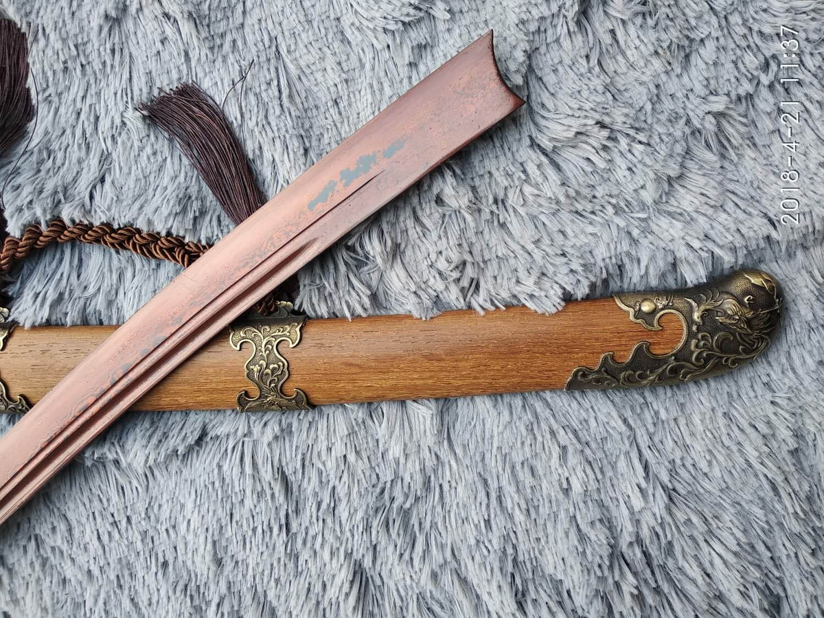 Broadsword,Damascus steel red blade,Rosewood,Alloy - Chinese sword shop