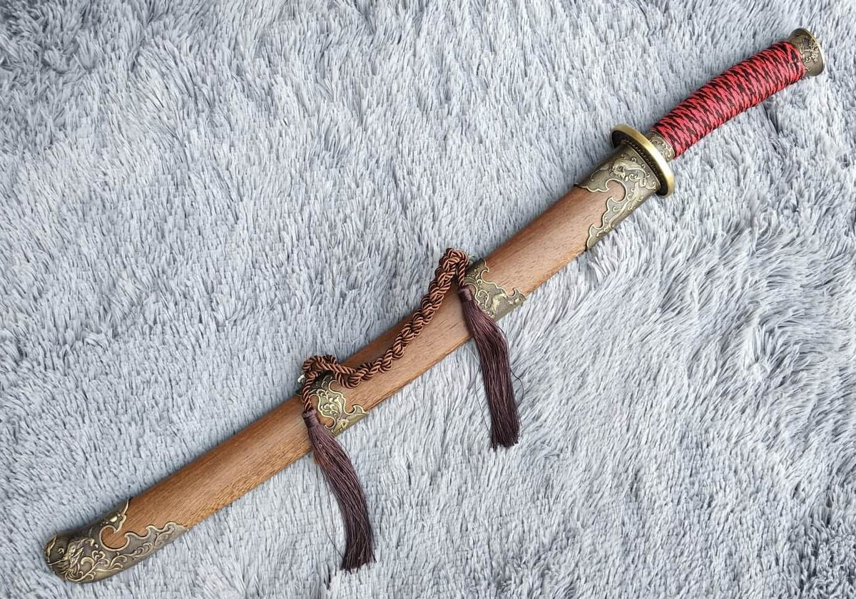 Broadsword,Damascus steel red blade,Rosewood,Alloy - Chinese sword shop