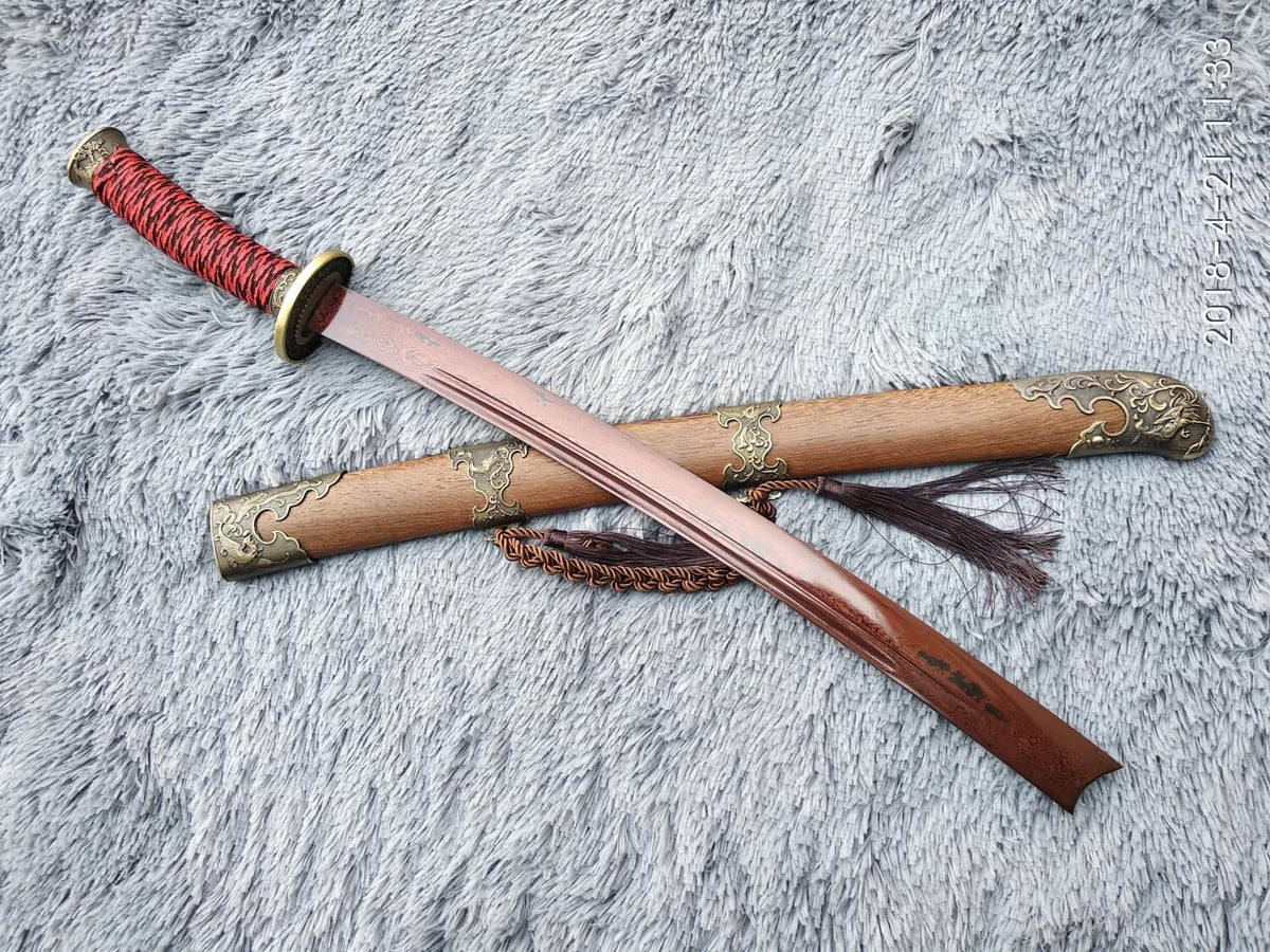 Broadsword,Damascus steel red blade,Rosewood,Alloy - Chinese sword shop