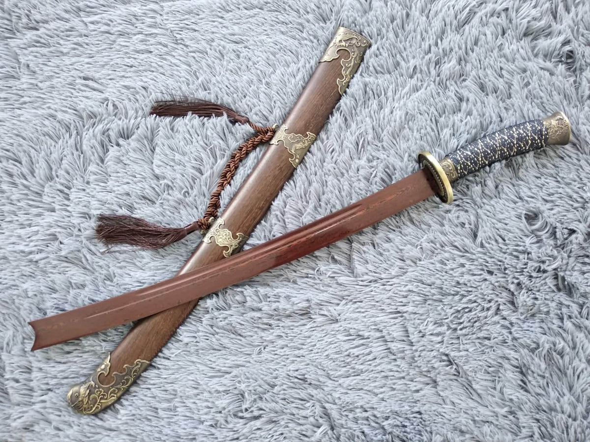 Qing sword,Hand Forged Damascus steel blade,Rosewood,Alloy - Chinese sword shop