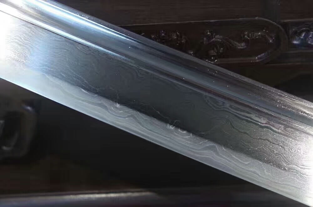 Qin dao(Damascus steel bade,MAHOGANY scabbard,Brass fittings)Length 29" - Chinese sword shop