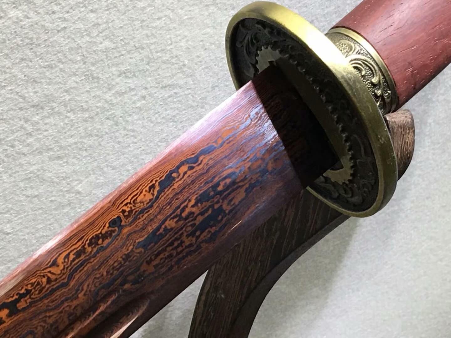 Qing sword,Hand Forged,Damascus steel blade,Redwood,Alloy - Chinese sword shop