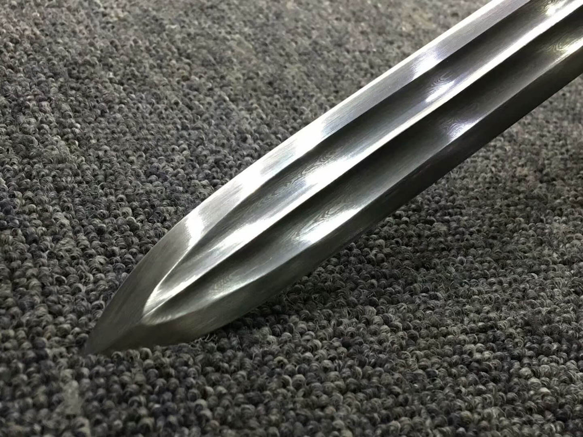 Qin jian,Hand Forged,Damascus steel blade,Black wood,Brass - Chinese sword shop