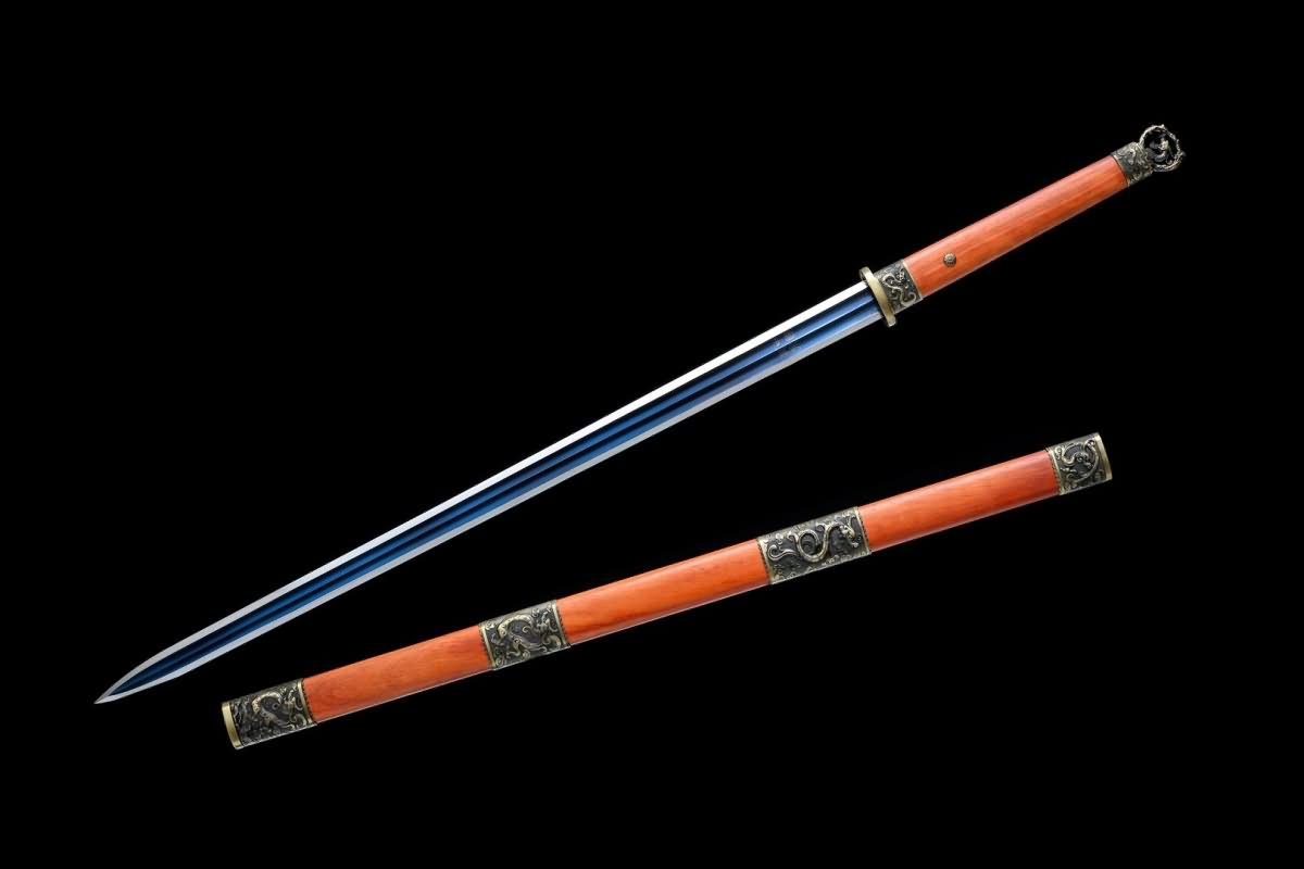 Han jian Sword,Kung fu(Forged High Carbon Steel Blade,Redwood Scabbard) Full Tang,Chinese Sword