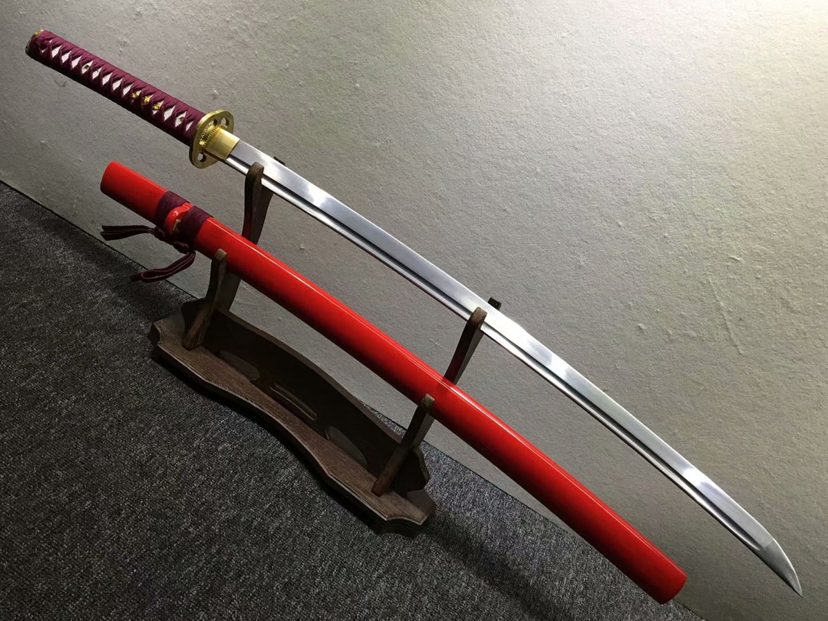 Samurai katana,kendo,Medium carbon steel blade,Red scabbard,Alloy - Chinese sword shop