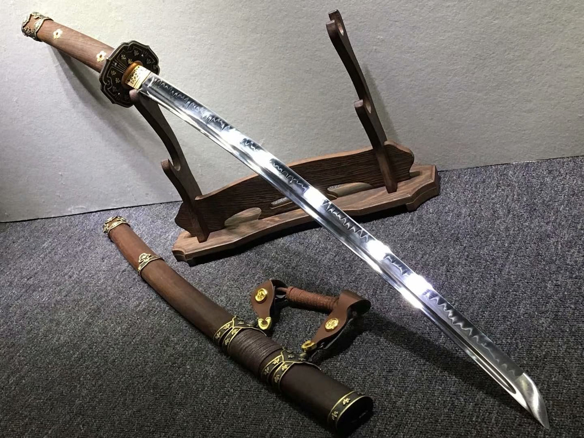 Nihontou Tachi,katana,High carbon steel burn blade,Rosewood,Brass tosogu - Chinese sword shop
