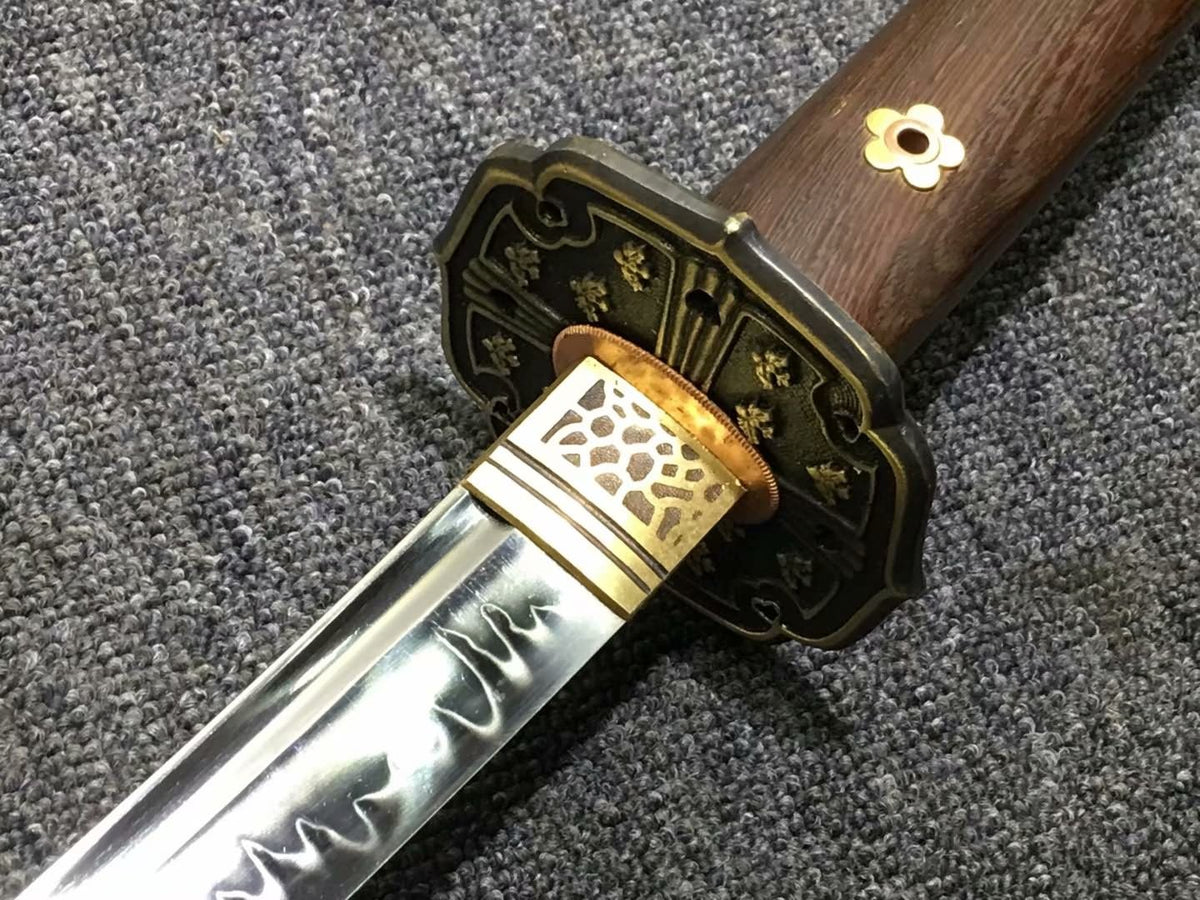 Nihontou Tachi,katana,High carbon steel burn blade,Rosewood,Brass tosogu - Chinese sword shop