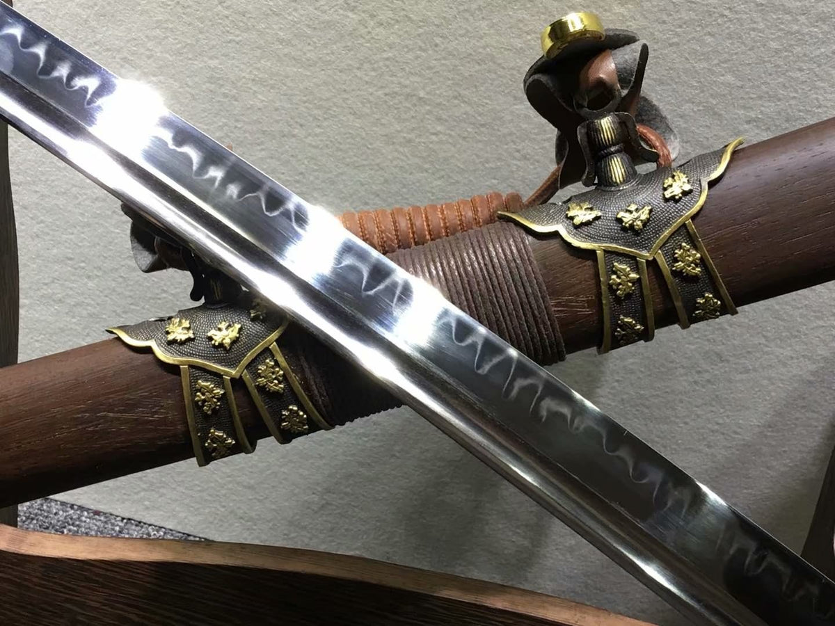 Nihontou Tachi,katana,High carbon steel burn blade,Rosewood,Brass tosogu - Chinese sword shop