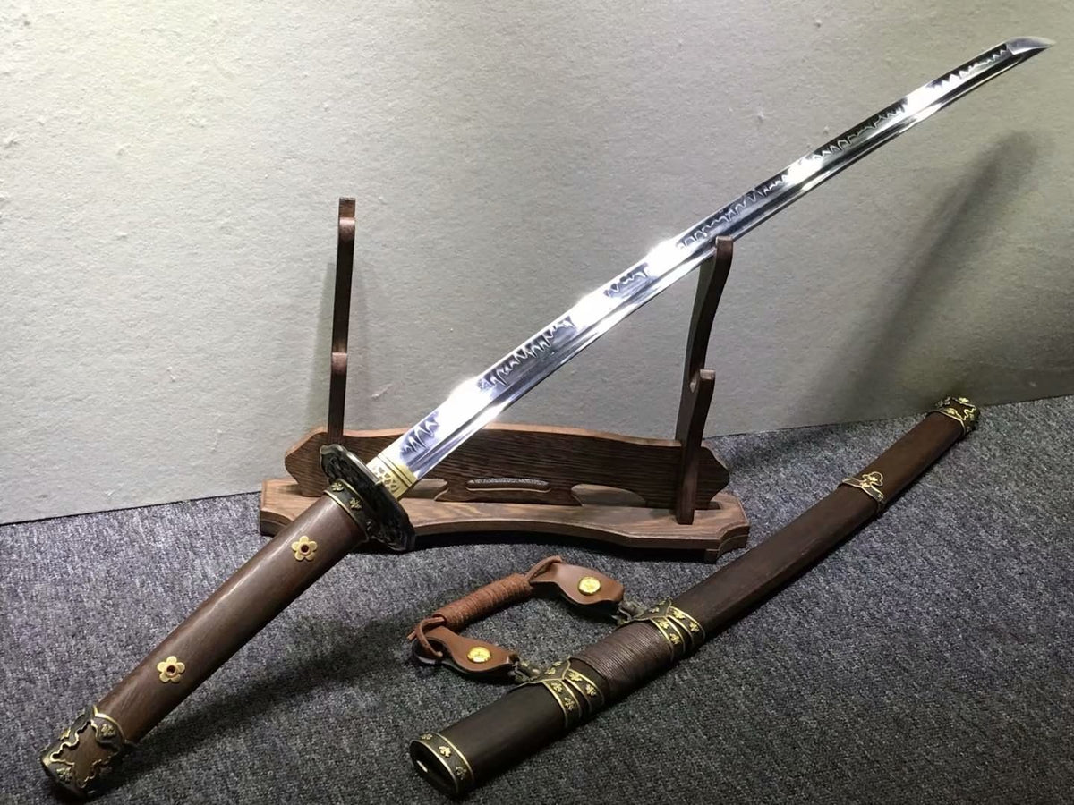 Nihontou Tachi,katana,High carbon steel burn blade,Rosewood,Brass tosogu - Chinese sword shop