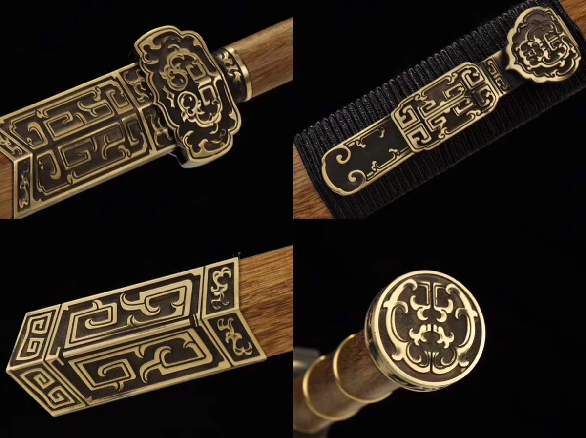 Ruyi sword,High carbon steel blade,Brass,Redwood,Hand Forged - Chinese sword shop