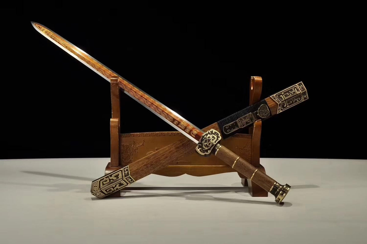 Ruyi sword,High carbon steel blade,Brass,Redwood,Hand Forged - Chinese sword shop