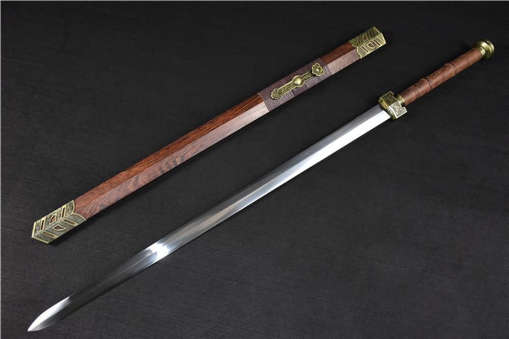 Ruyi jian sword(High carbon steel blade,Rosewood scabbard,Alloy)Heat tempered - Chinese sword shop