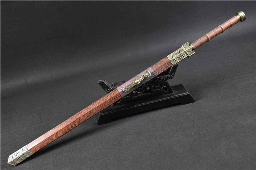 Ruyi jian sword(High carbon steel blade,Rosewood scabbard,Alloy)Heat tempered - Chinese sword shop