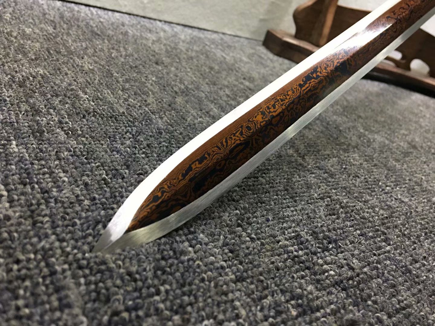 Ruyi sword,Hand forged,Damascus steel red blade,Brass,Ebony - Chinese sword shop