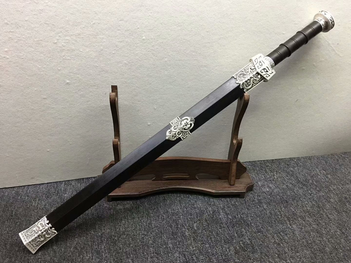 Qin jian sword,High carbon steel blade,Black wood,Alloy fittings - Chinese sword shop