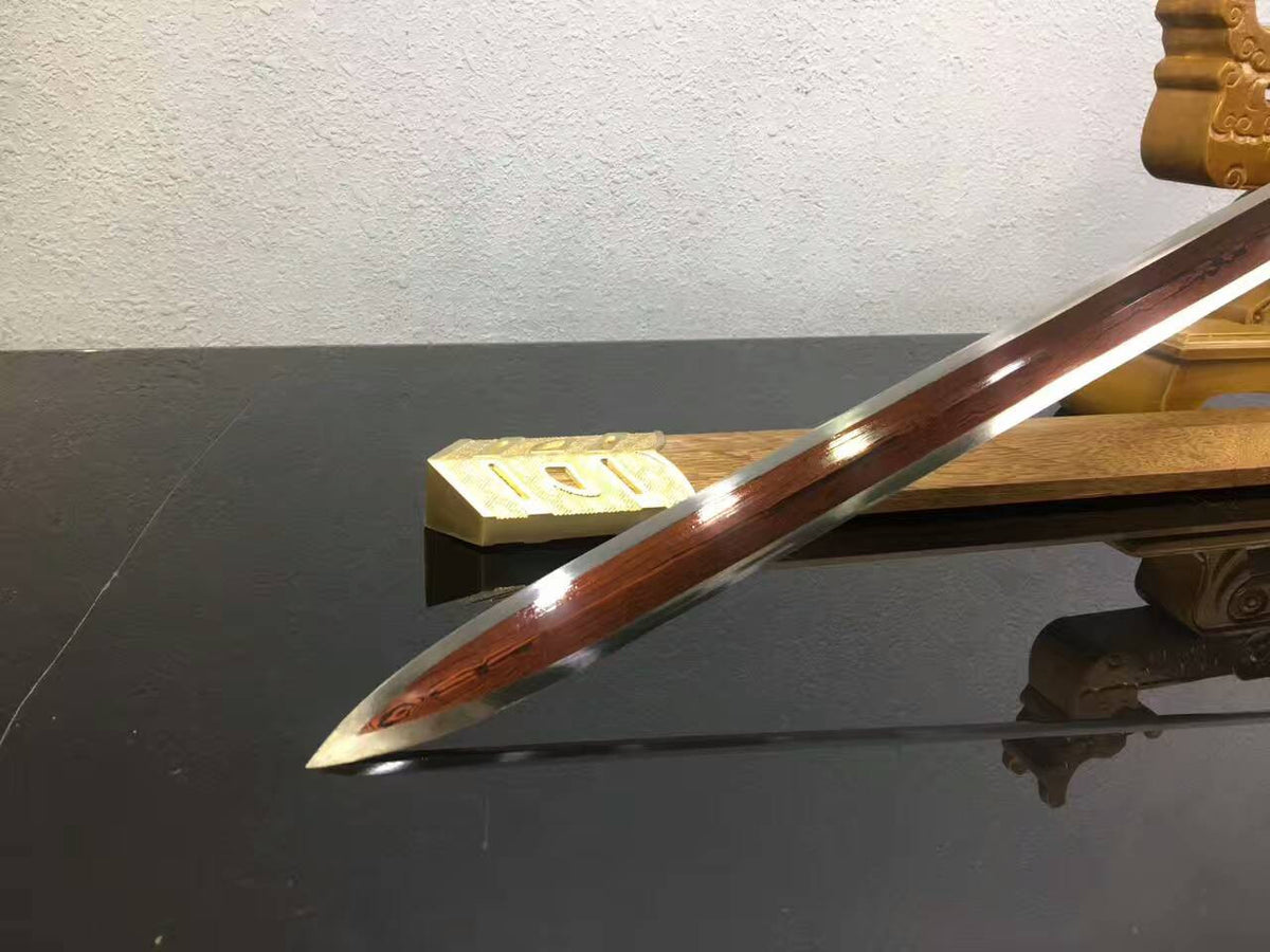 Ruyi jian,Folded steel red blade,Copper fittings,Rosewood scabbard - Chinese sword shop