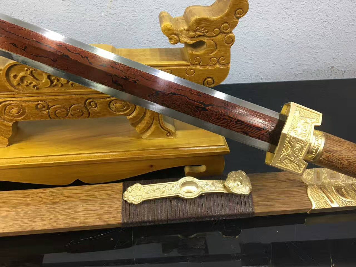 Ruyi jian,Folded steel red blade,Copper fittings,Rosewood scabbard - Chinese sword shop
