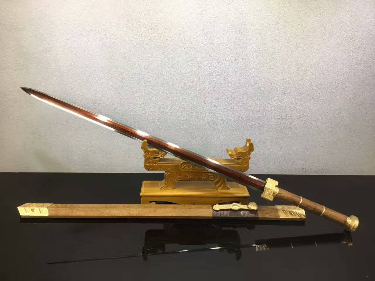 Ruyi jian,Folded steel red blade,Copper fittings,Rosewood scabbard - Chinese sword shop