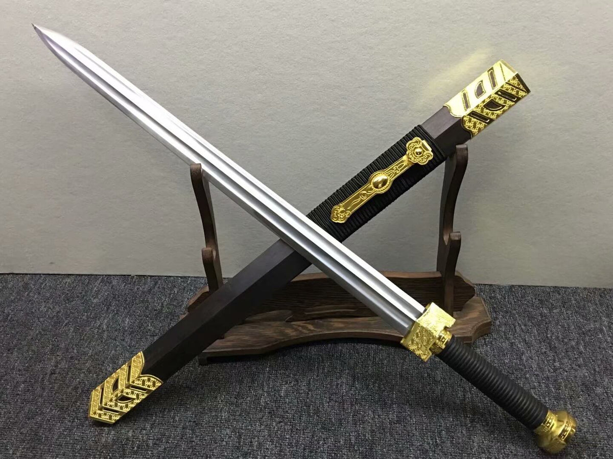 Ruyi jian,High manganese steel blade,Black wood,Alloy - Chinese sword shop