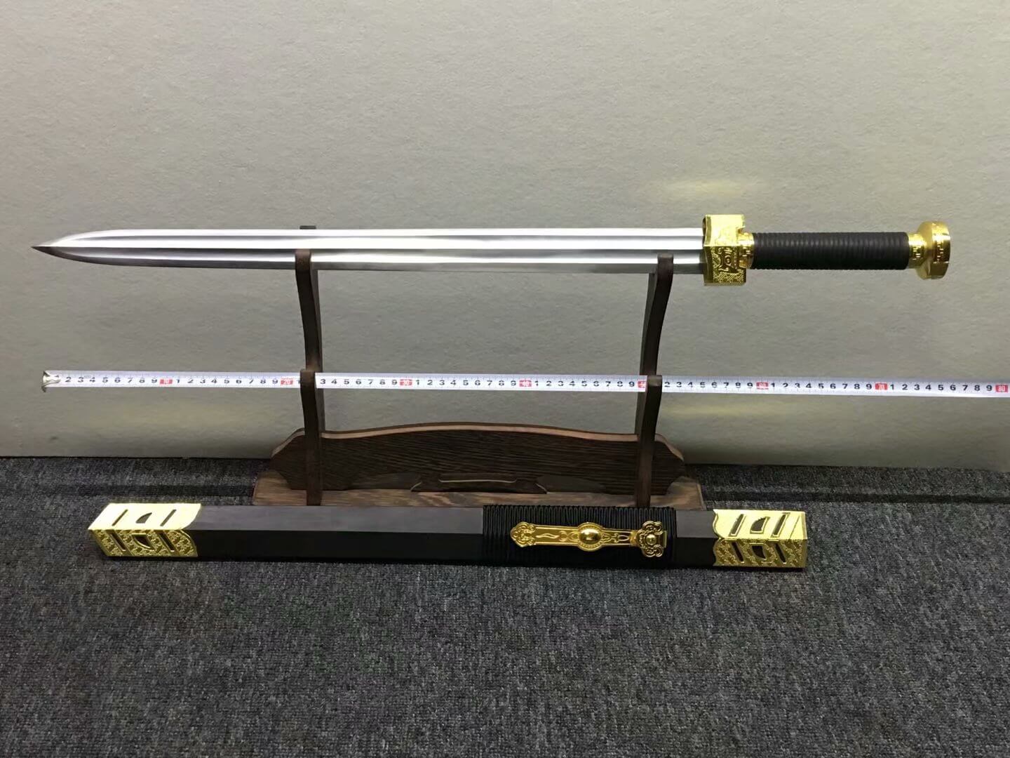 Ruyi jian,High manganese steel blade,Black wood,Alloy - Chinese sword shop