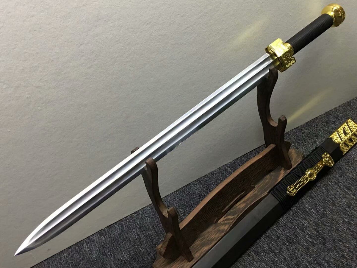 Ruyi jian,High manganese steel blade,Black wood,Alloy - Chinese sword shop