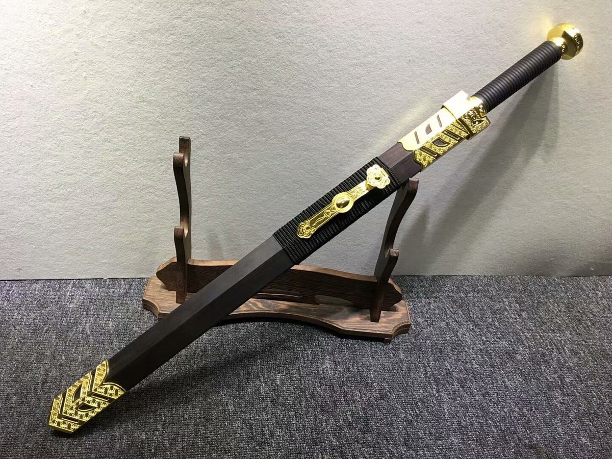 Ruyi jian,High manganese steel blade,Black wood,Alloy - Chinese sword shop