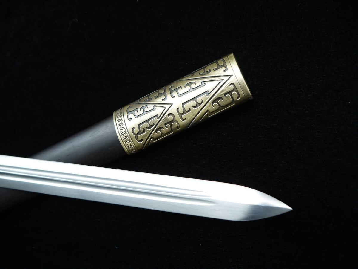 Qin sword,Pattern steel blade,Black wood scabbard,Alloy fitting,Length 30 inch - Chinese sword shop