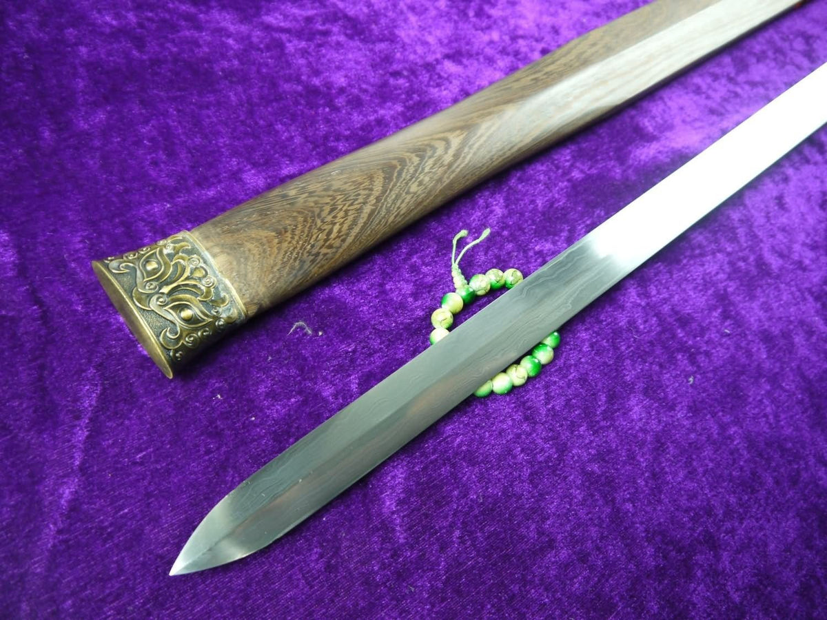 Han jian/Damascus steel handmade blade,Rosewood/Red handle - Chinese sword shop