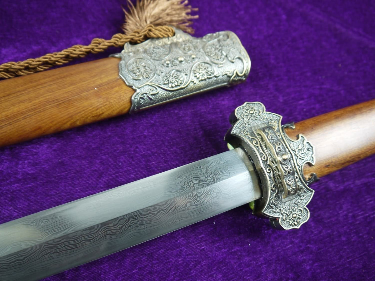 Tang war sword/Damascus steel blade/Alloy/MAHOGANY scabbard/Length 40" - Chinese sword shop