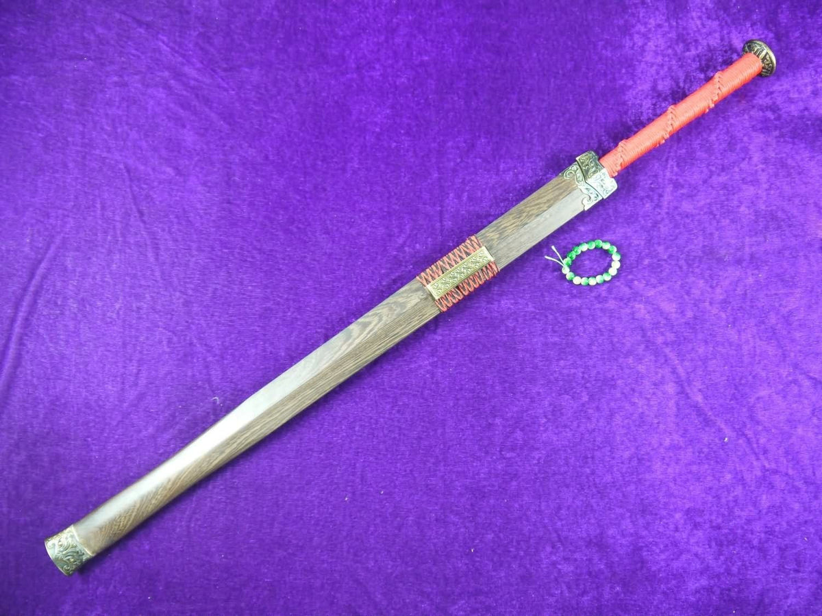 Han jian/Damascus steel handmade blade,Rosewood/Red handle - Chinese sword shop