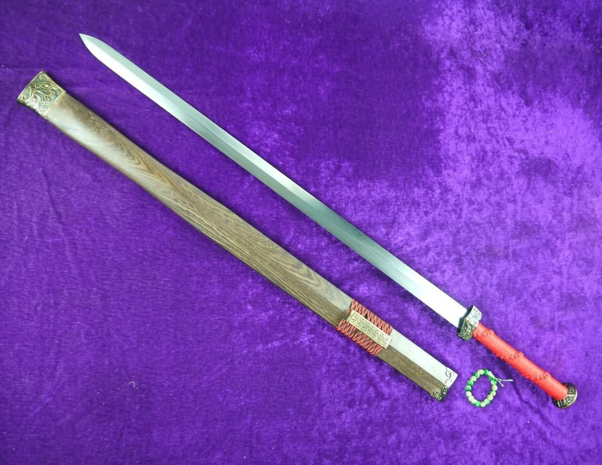 Han jian/Damascus steel handmade blade,Rosewood/Red handle - Chinese sword shop