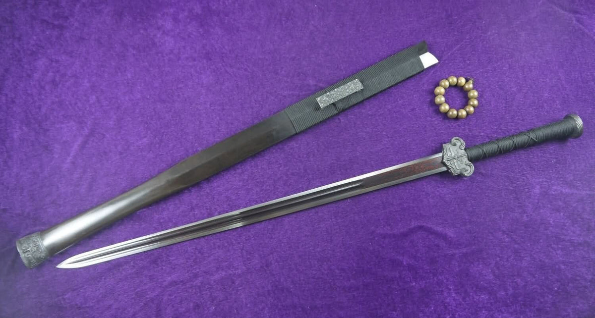Han sword/Damascus steel red blade/Ebony scabbard/Iron fittings - Chinese sword shop
