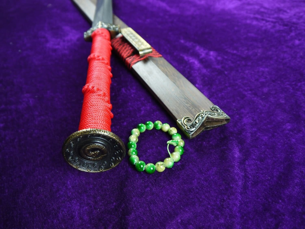 Han jian/Damascus steel handmade blade,Rosewood/Red handle - Chinese sword shop