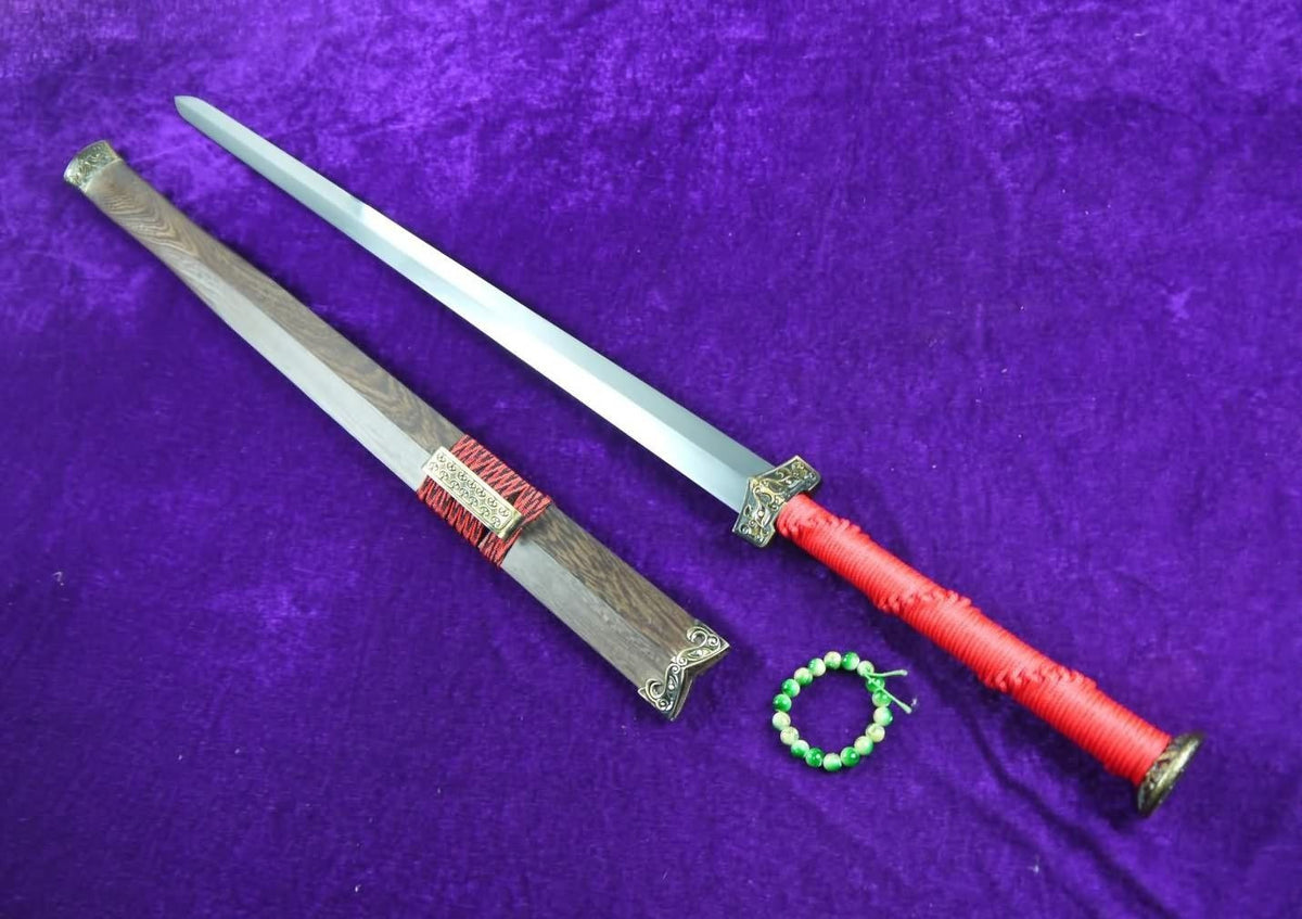 Han jian/Damascus steel handmade blade,Rosewood/Red handle - Chinese sword shop