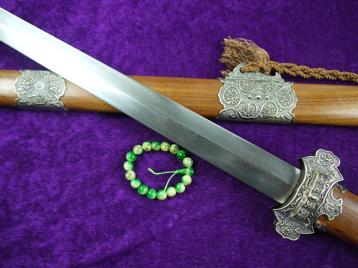 Tang war sword/Damascus steel blade/Alloy/MAHOGANY scabbard/Length 40" - Chinese sword shop