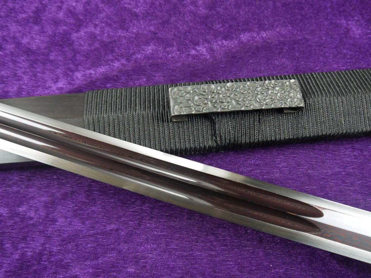 Han sword/Damascus steel red blade/Ebony scabbard/Iron fittings - Chinese sword shop