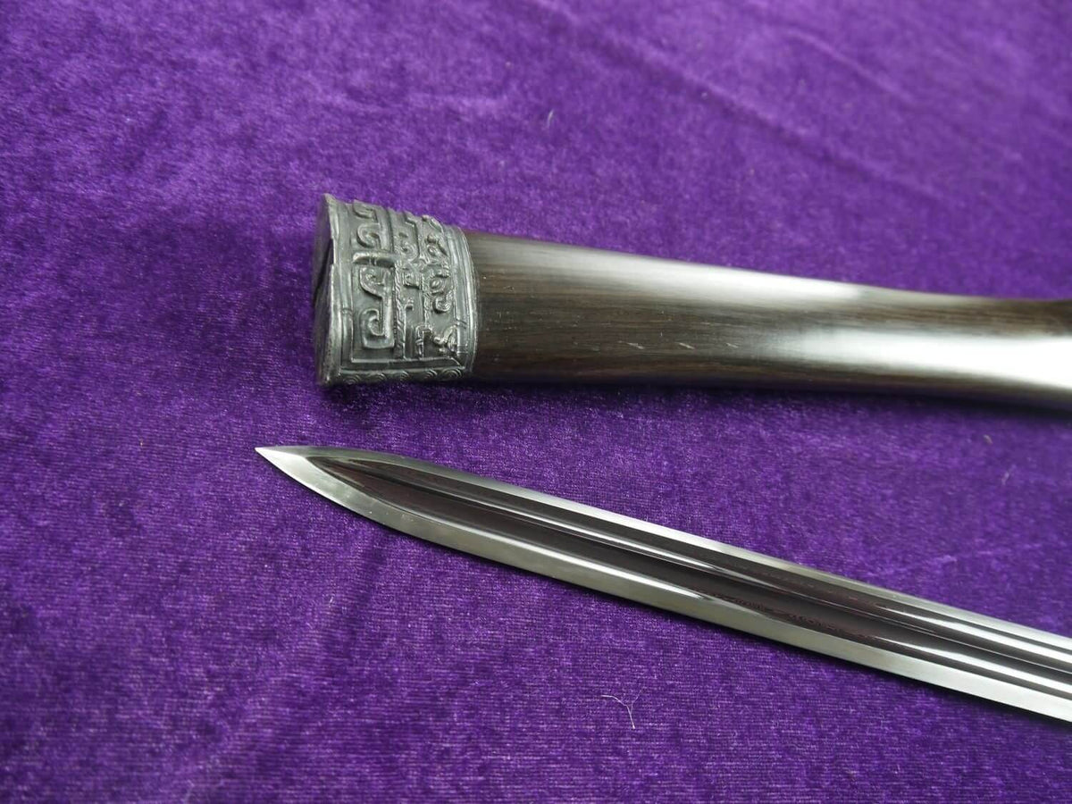 Han sword/Damascus steel red blade/Ebony scabbard/Iron fittings - Chinese sword shop
