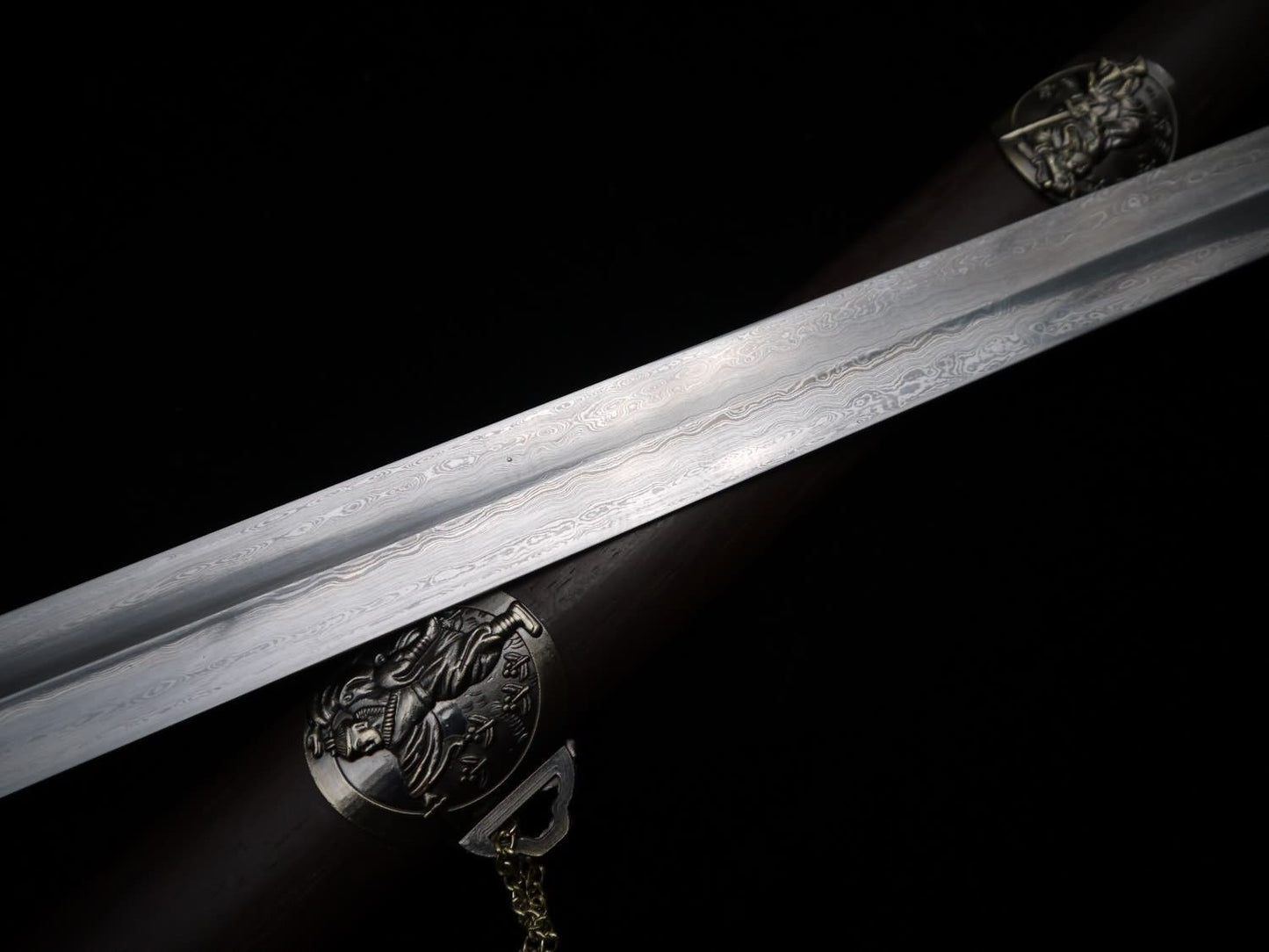 Training sword,Taiji jian,Pattern steel,Rosewood scabbard,Alloy fittings - Chinese sword shop