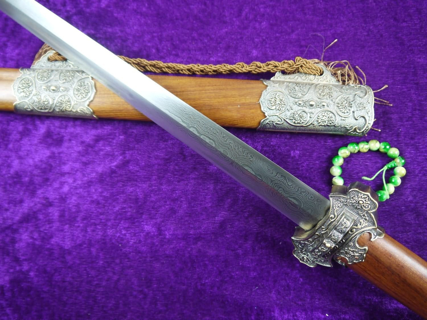 Tang war sword/Damascus steel blade/Alloy/MAHOGANY scabbard/Length 40" - Chinese sword shop