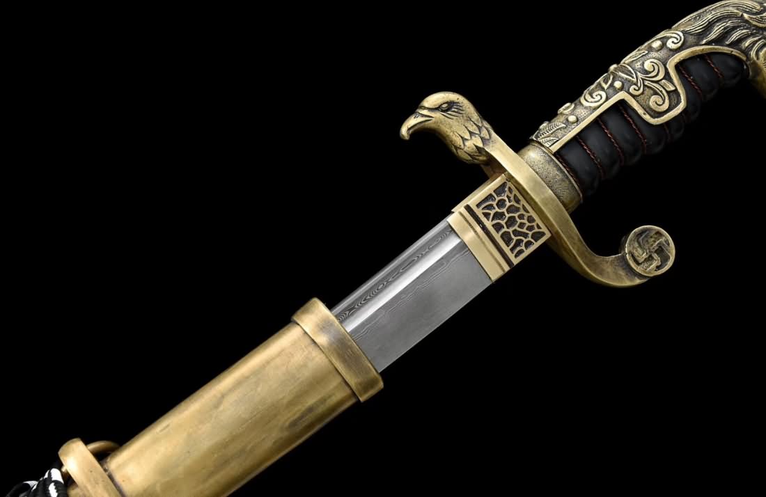 Saber,Forged damascus steel,Brass scabbard - Chinese sword shop
